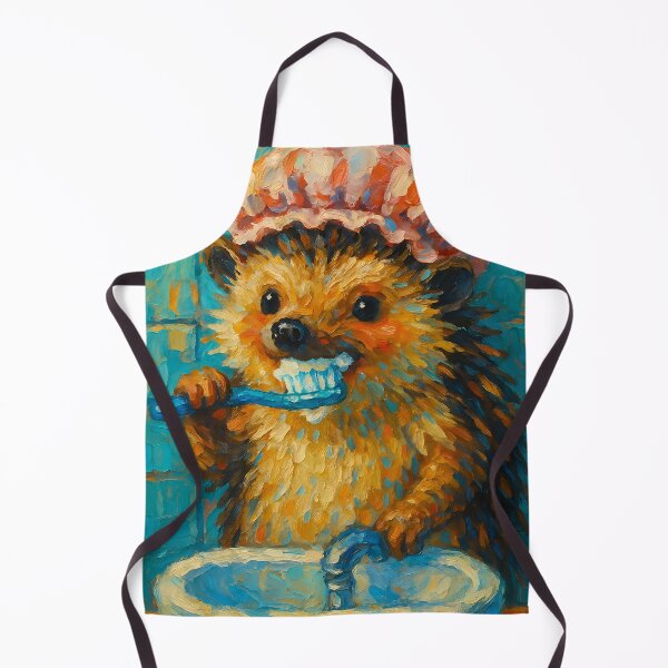 Item preview, Abstract Impasto Painting of Hedgehog's Whimsical Routine | Cute Playful Hedgehog Illustration | Colorful Modern Bathroom Animal Wall Art Print designed and sold by PaintedPixels01.