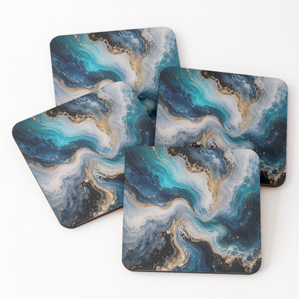 Item preview, Ocean Tide & Gold Leaf Fluid Art  designed and sold by Jaideep Walia.