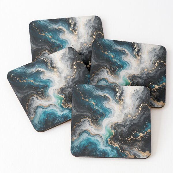 Item preview, Midnight Ocean & Gold Marble Abstract designed and sold by Jaideep Walia.
