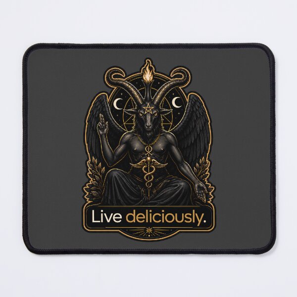 Item preview, Live Deliciously Baphomet Occult Gothic Esoteric Art Print designed and sold by PinUpPizzazz.