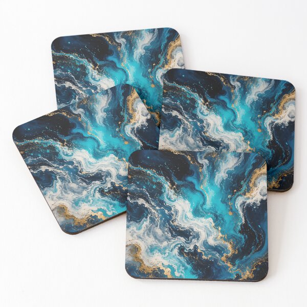 Item preview, Celestial Ocean Gold Abstract Marble designed and sold by Jaideep Walia.