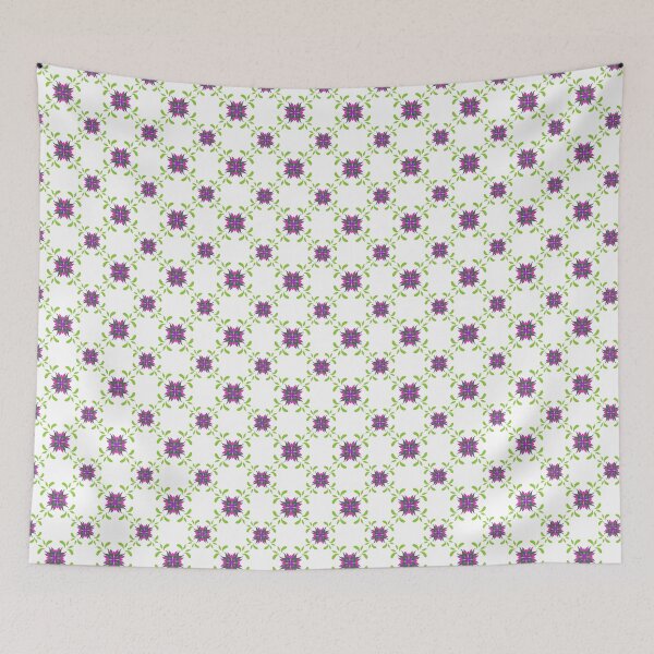 Item preview, Elegant Seamless Floral Vine Pattern with Geometric Flowers on White Background designed and sold by AjjimaJKM.