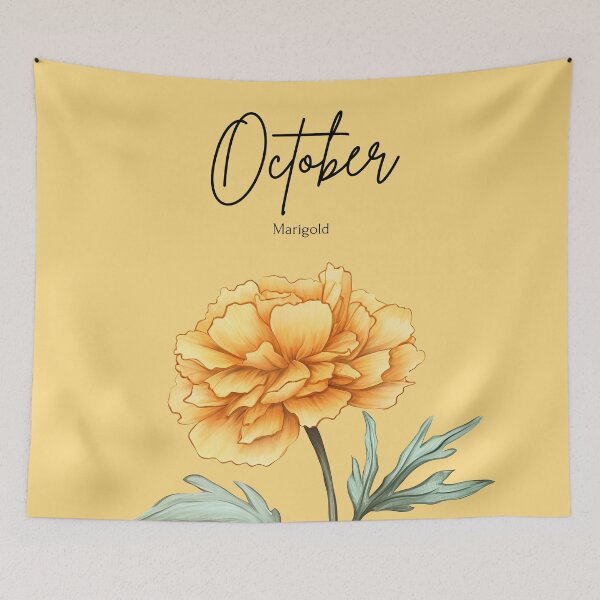 Item preview, October Birth Flower Marigold Autumn Aesthetic Floral designed and sold by Cozy Moss Studio.