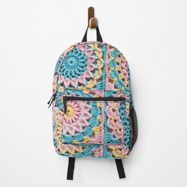 Item preview, Pastel Crochet Flower Square Pink Blue Yellow designed and sold by LuisWorks.