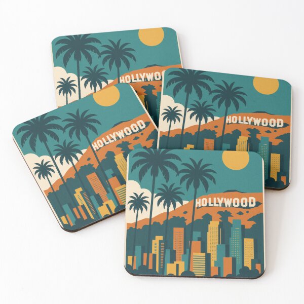 Item preview, Retro Pop Art Poster Illustration of Los Angeles | Bold California City Print with Hollywood Sign, Palm Trees & Downtown Skyline | Vintage West Coast Travel Wall Art Decor designed and sold by PaintedPixels01.