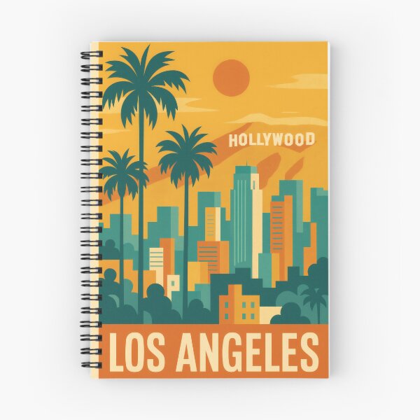 Item preview, Retro Pop Art Poster Illustration of Los Angeles | Bold California City Print with Hollywood Sign, Palm Trees & Downtown Skyline | Vintage West Coast Travel Wall Art Decor designed and sold by PaintedPixels01.