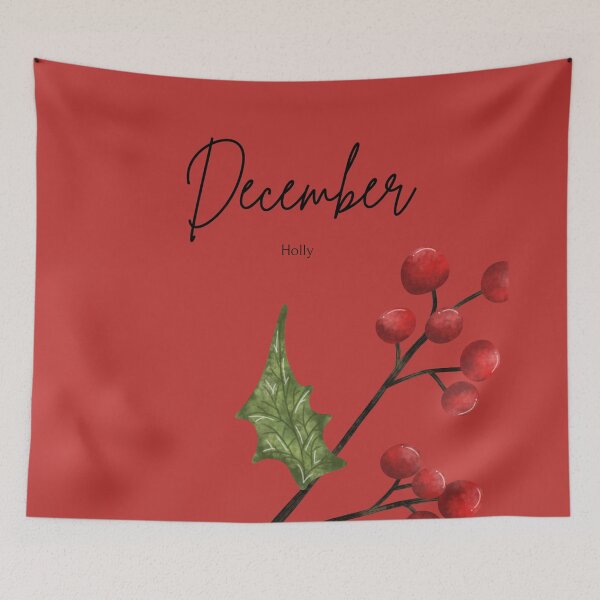Item preview, December Birth Flower Holly Festive Botanical Design designed and sold by Cozy Moss Studio.