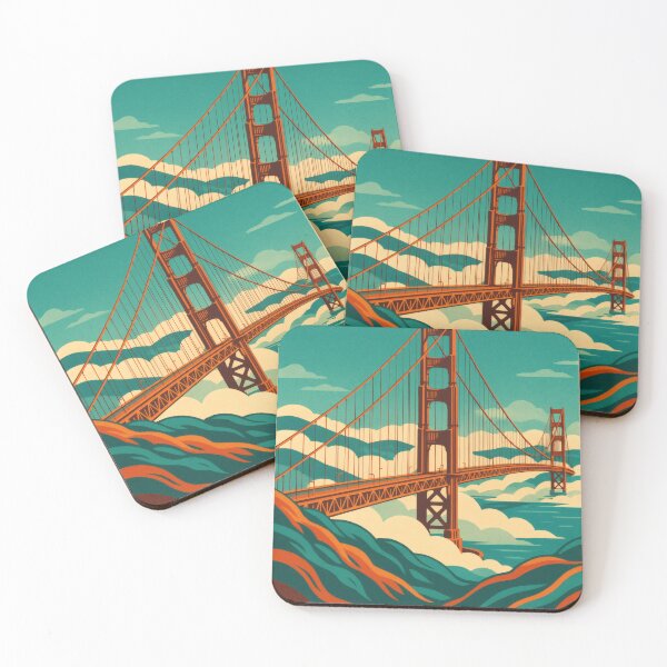 Item preview, Retro Pop Art Poster Illustration of San Francisco | Bold Golden Gate Bridge City Print with Painted Ladies, Cable Cars & Bay Skyline | Vintage California Wall Art Decor designed and sold by PaintedPixels01.