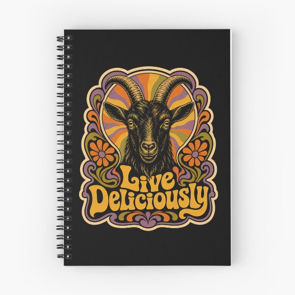 Item preview, Live Deliciously Retro Psychedelic Occult Baphomet Art Print designed and sold by PinUpPizzazz.