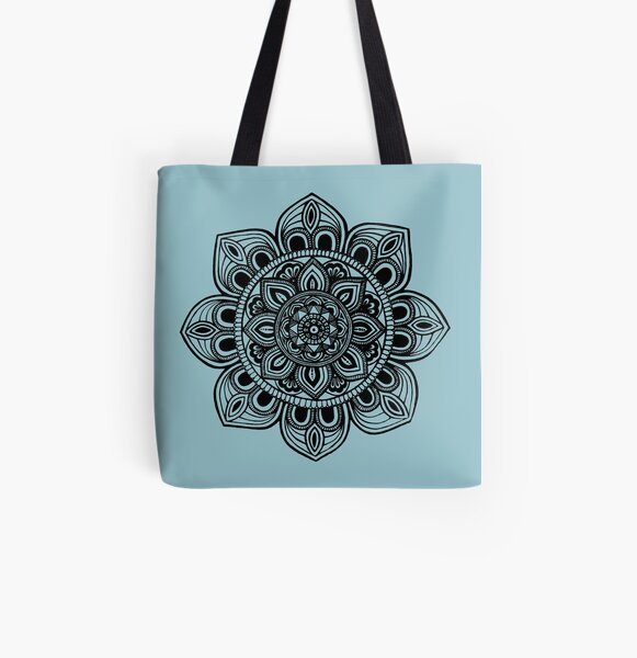 Black Mural Mandala - Art&Deco By Natasha All Over Print Tote Bag