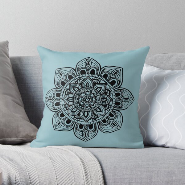 Black Mural Mandala - Art&Deco By Natasha Throw Pillow