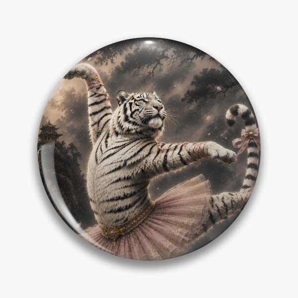 Item preview, Ballet White Tiger Under the Full Moon | Fantasy Animal Art | Graceful Ballerina Tiger Digital Painting designed and sold by ManJiangHong.
