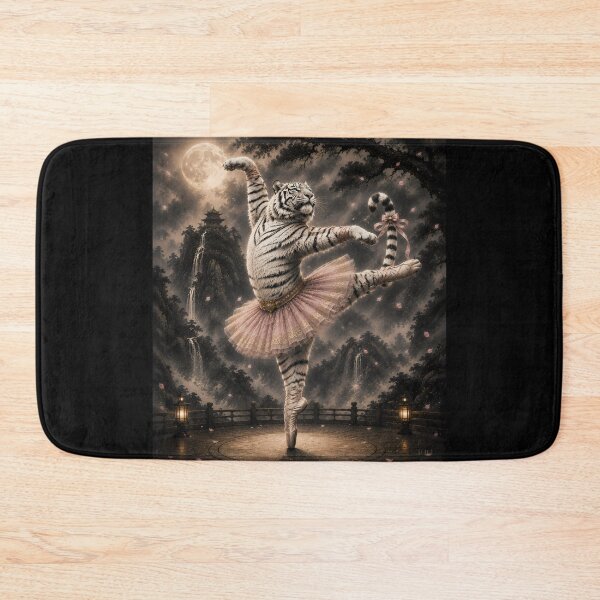 Item preview, Ballet White Tiger Under the Full Moon | Fantasy Animal Art | Graceful Ballerina Tiger Digital Painting designed and sold by ManJiangHong.