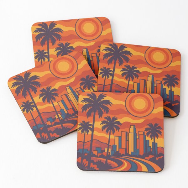 Item preview, Retro Pop Art Poster Illustration of Los Angeles | Bold California City Print with Hollywood Sign, Palm Trees & Downtown Skyline | Vintage West Coast Travel Wall Art Decor designed and sold by PaintedPixels01.