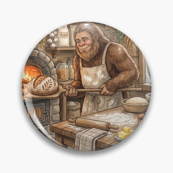 Item preview, Bigfoot's Bread & Butter Club | Cozy Cottagecore Sasquatch Bakery Watercolor designed and sold by Whimwick.