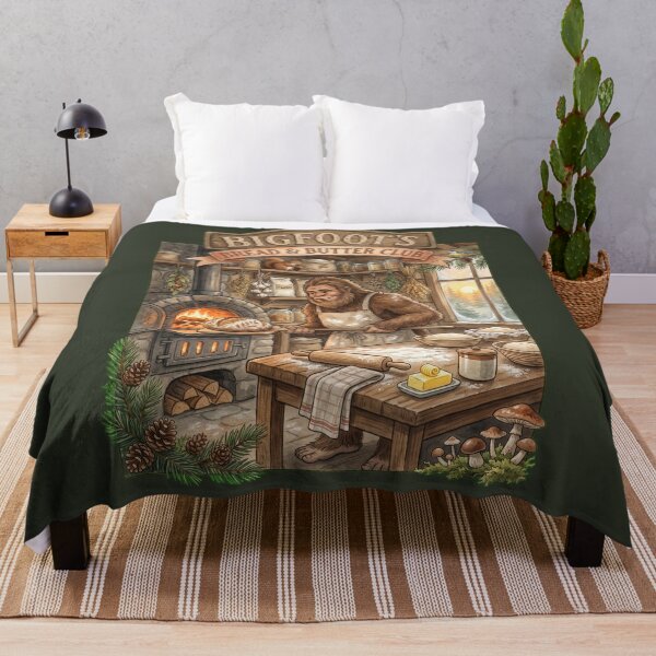 Item preview, Bigfoot's Bread & Butter Club | Cozy Cottagecore Sasquatch Bakery Watercolor designed and sold by Whimwick.