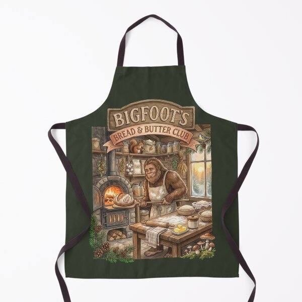 Item preview, Bigfoot's Bread & Butter Club | Cozy Cottagecore Sasquatch Bakery Watercolor designed and sold by Whimwick.