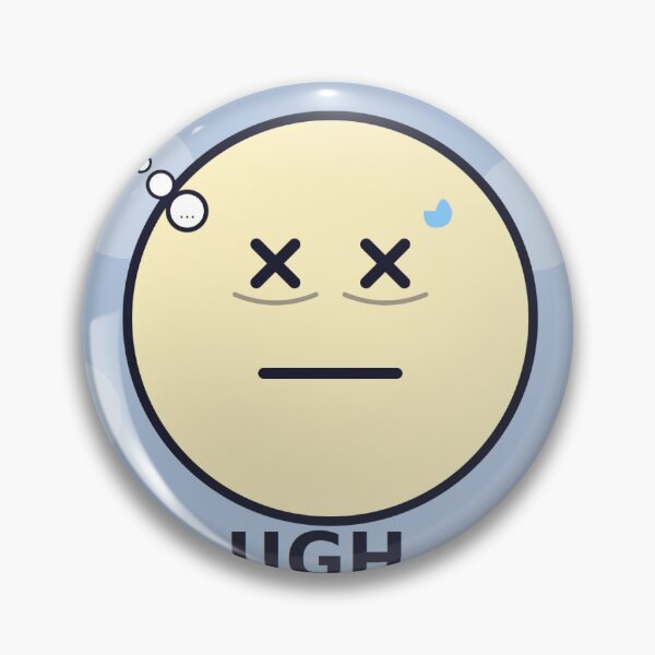 Item preview, Dead X-eyes face with thought bubble + "UGH. designed and sold by DezigenArtz.