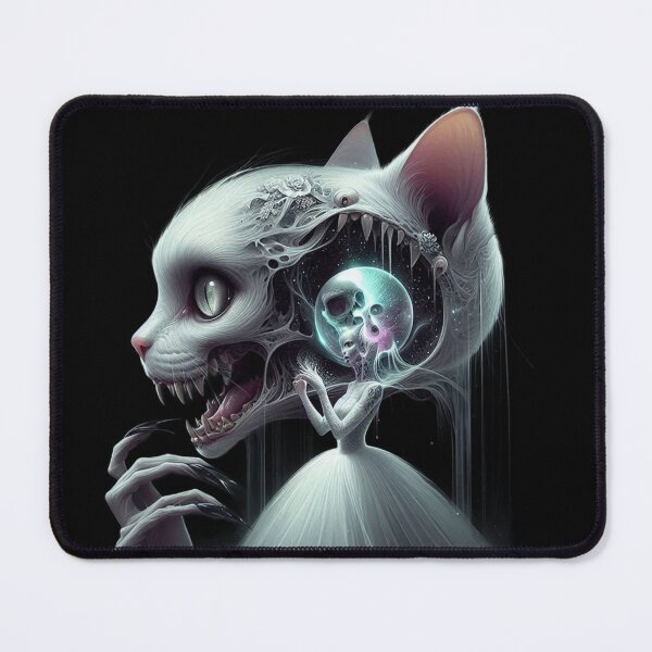 Item preview, Gothic Cat Monster with Crystal Skull Mindscape Art designed and sold by LujziWorld.