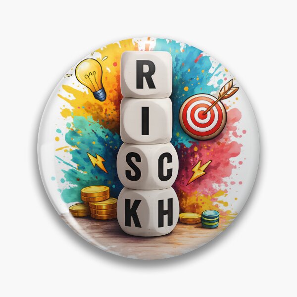 Item preview, Risk Word Dice Colorful Watercolor Splash Design | Business Motivation Idea Lightbulb Target Arrow Gold Coins Entrepreneur Art designed and sold by AFFILYAT.
