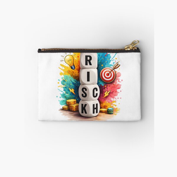 Item preview, Risk Word Dice Colorful Watercolor Splash Design | Business Motivation Idea Lightbulb Target Arrow Gold Coins Entrepreneur Art designed and sold by AFFILYAT.