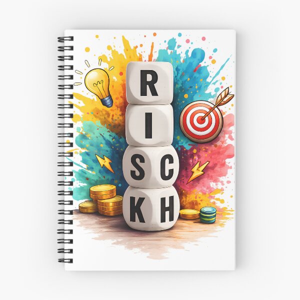 Item preview, Risk Word Dice Colorful Watercolor Splash Design | Business Motivation Idea Lightbulb Target Arrow Gold Coins Entrepreneur Art designed and sold by AFFILYAT.