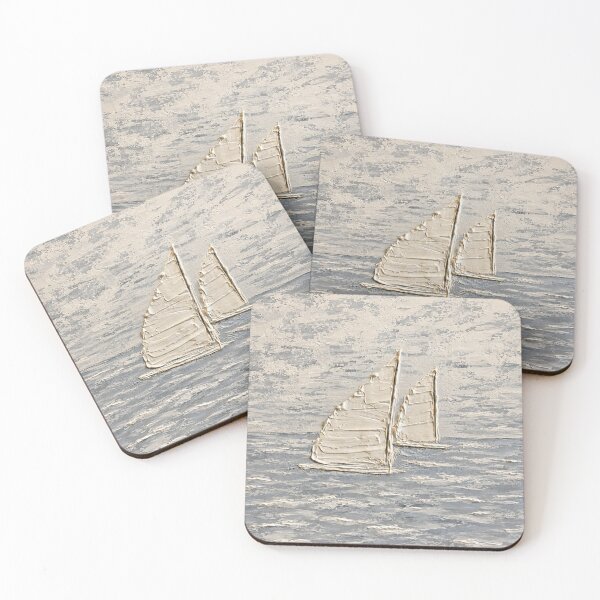 Item preview, Minimalist Coastal Sailboats Textured Seascape Wall Art designed and sold by TheSlowShore.