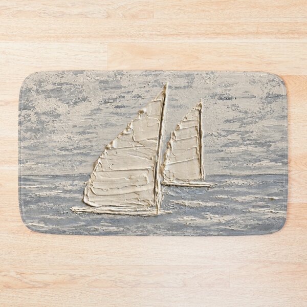 Item preview, Minimalist Coastal Sailboats Textured Seascape Wall Art designed and sold by TheSlowShore.