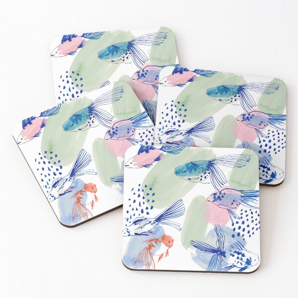 Item preview, Koi Pond Watercolor — Loose Ink Fish Pattern designed and sold by Ramona-Gliga.