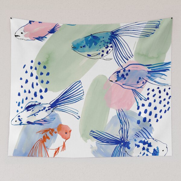 Item preview, Koi Pond Watercolor — Loose Ink Fish Pattern designed and sold by Ramona-Gliga.