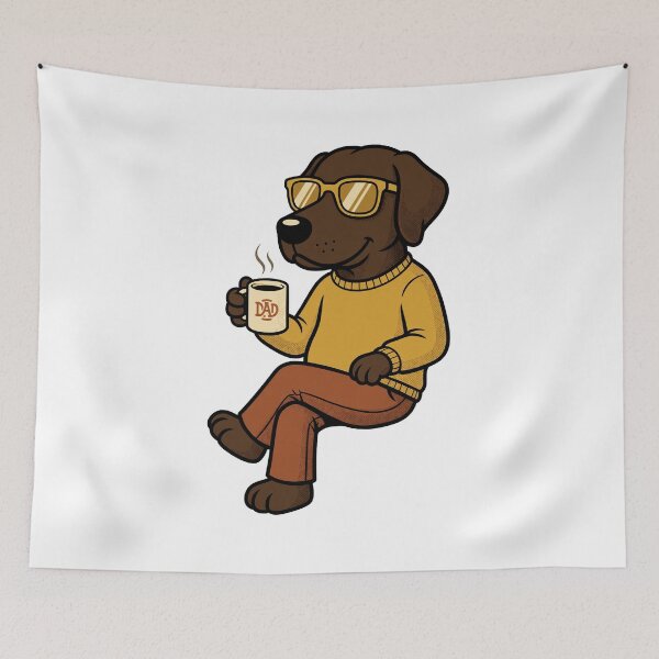 Item preview, Chocolate Lab Dog Dad Drinking Coffee designed and sold by GiaoCalonas.