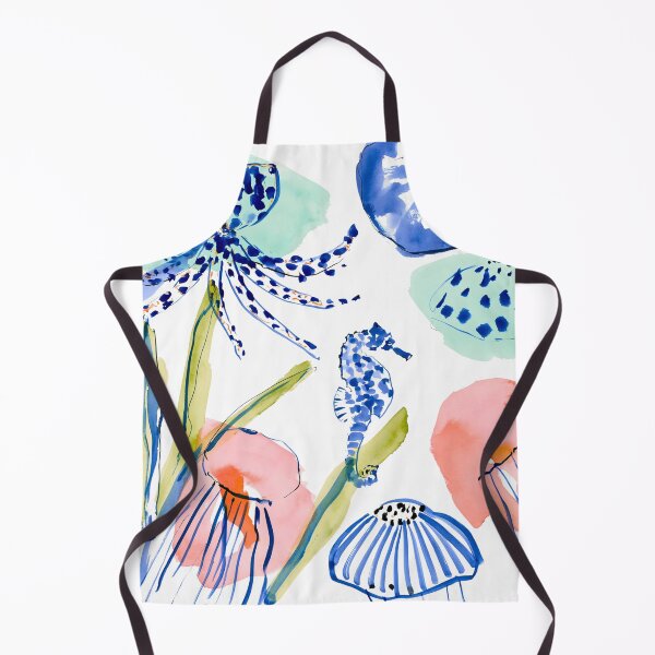 Item preview, Watercolor Sea Garden — Octopus, Seahorse & Jellyfish in Coral & Mint designed and sold by Ramona-Gliga.