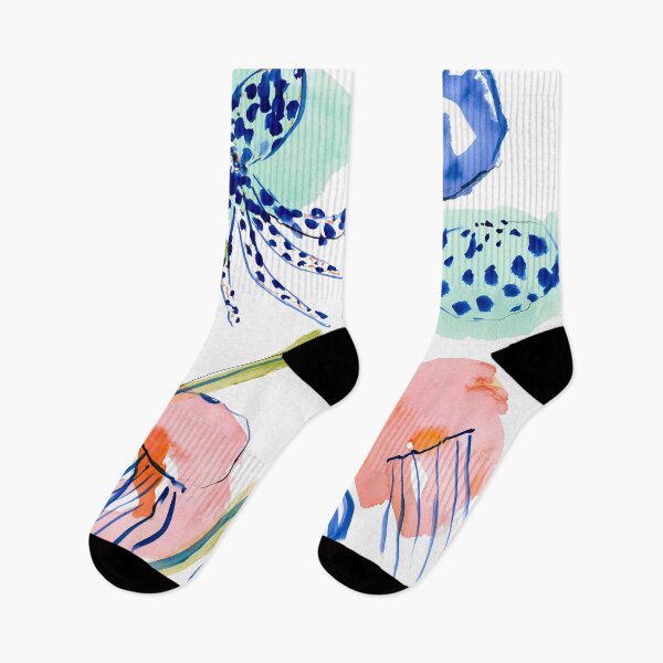 Item preview, Watercolor Sea Garden — Octopus, Seahorse & Jellyfish in Coral & Mint designed and sold by Ramona-Gliga.