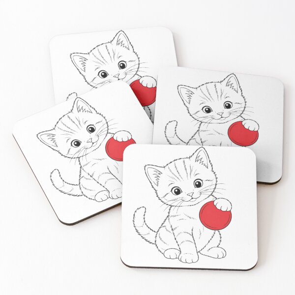 Item preview, A Kitten Playing With Red Ball designed and sold by FionasDesignsA1.