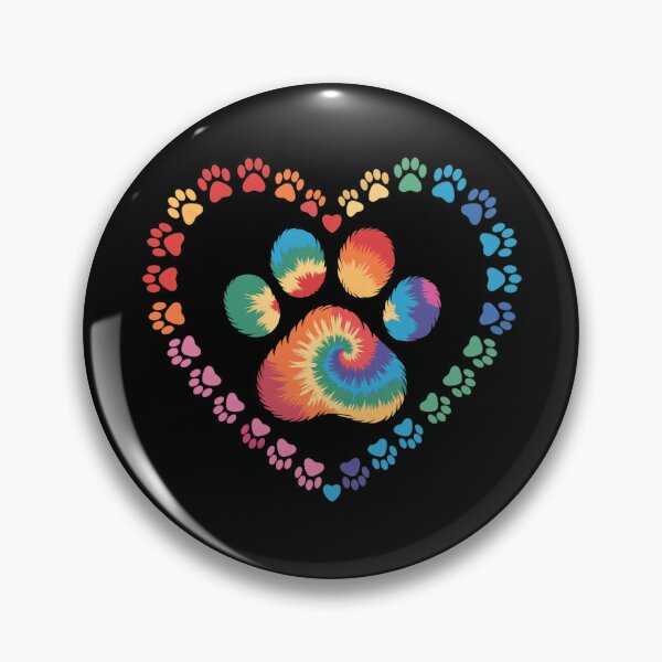 Item preview, Rainbow Tie Dye Paw Print Heart designed and sold by GiaoCalonas.