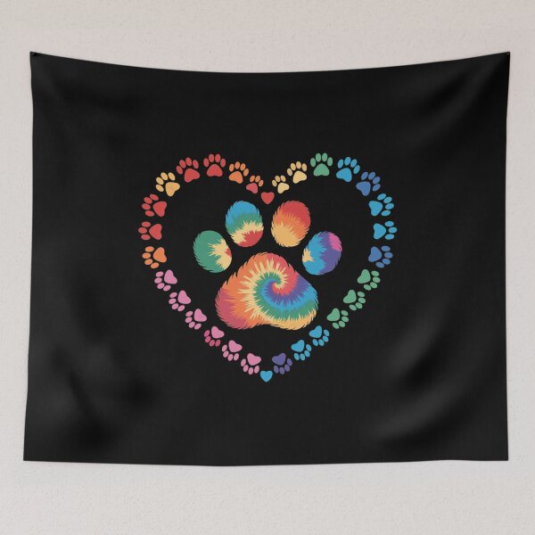 Item preview, Rainbow Tie Dye Paw Print Heart designed and sold by GiaoCalonas.