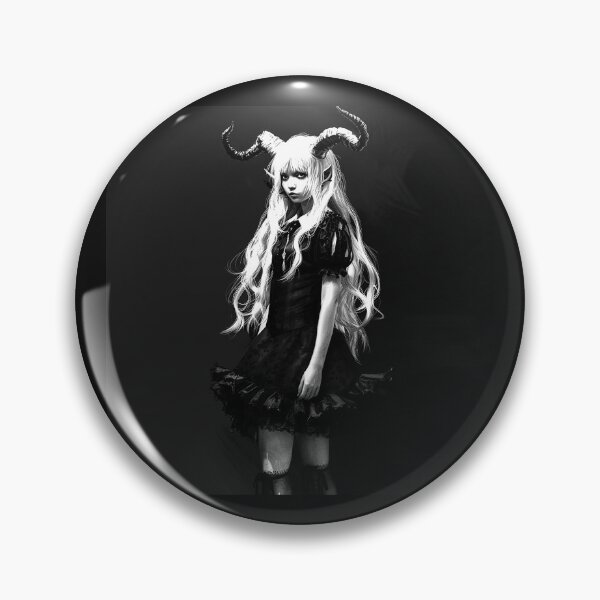 Item preview, Gothic Horned Elf Girl in Black Dress – Dark Fantasy Monochrome Art designed and sold by inkoutninja.