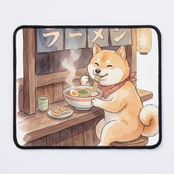 Item preview, Zen Shiba Inu Eating Ramen - Cute Japanese Watercolor designed and sold by GreenboyRD.