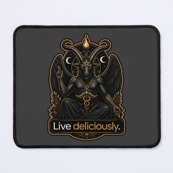 Item preview, Live Deliciously Baphomet Occult Gothic Esoteric Art Print designed and sold by PinUpPizzazz.