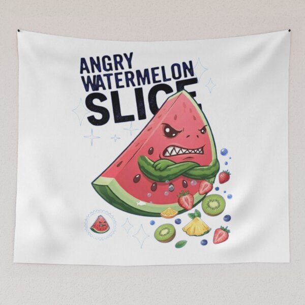 Item preview, Funny Angry Watermelon Slice Cartoon Design designed and sold by Ahmedsyde.