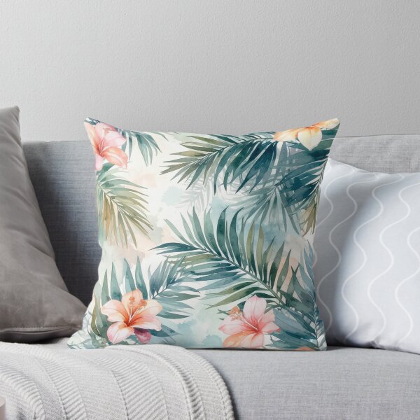Item preview, Peach Tropical Flowers And Palm Leaves designed and sold by SeaStarAlex.