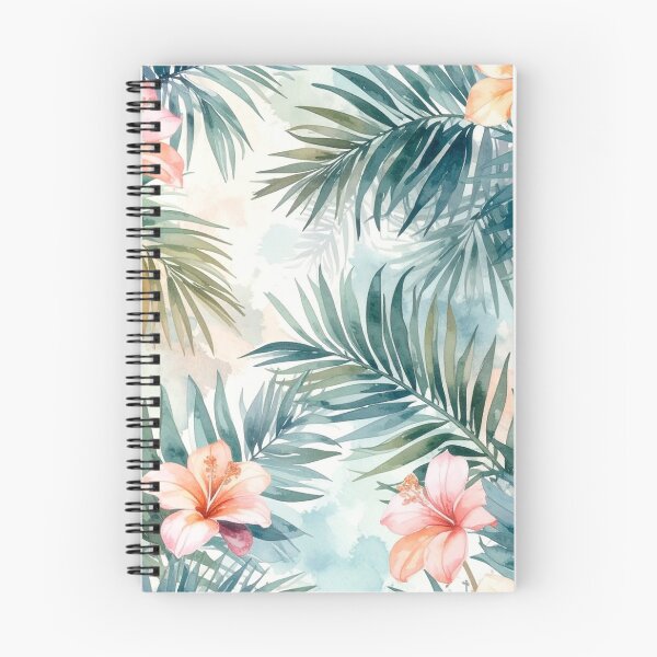 Item preview, Peach Tropical Flowers And Palm Leaves designed and sold by SeaStarAlex.