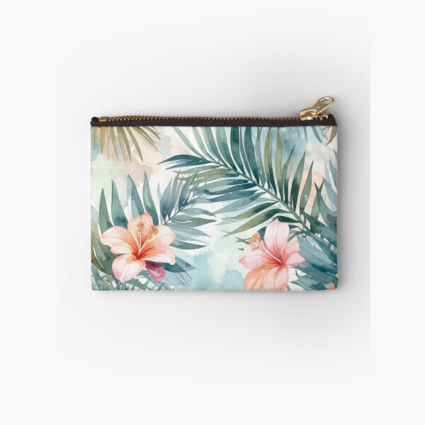 Item preview, Peach Tropical Flowers And Palm Leaves designed and sold by SeaStarAlex.