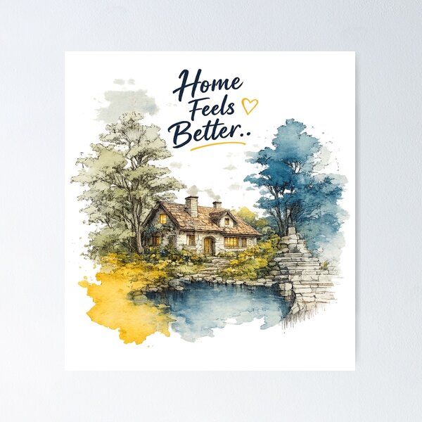Item preview, Home Feels Better... | Cozy Cottage Watercolor Aesthetic Sticker designed and sold by Genzfirevibes.