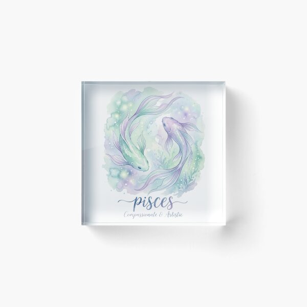 Item preview, Pisces Zodiac Watercolor Fish | Compassionate & Artistic | Daily Horoscope Astrology | Pisces Gift designed and sold by Bhaskar Digital Art.
