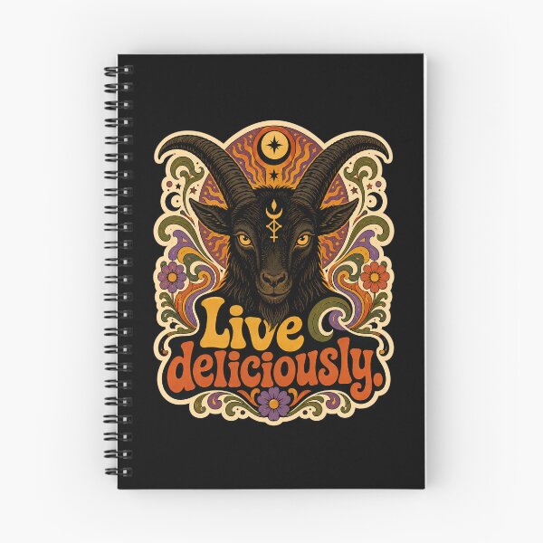 Item preview, Live Deliciously Retro Psychedelic Occult Baphomet Art Print designed and sold by PinUpPizzazz.