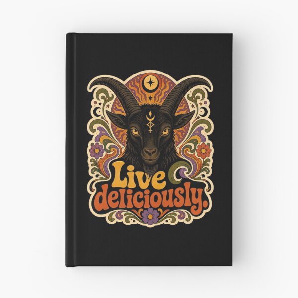 Item preview, Live Deliciously Retro Psychedelic Occult Baphomet Art Print designed and sold by PinUpPizzazz.