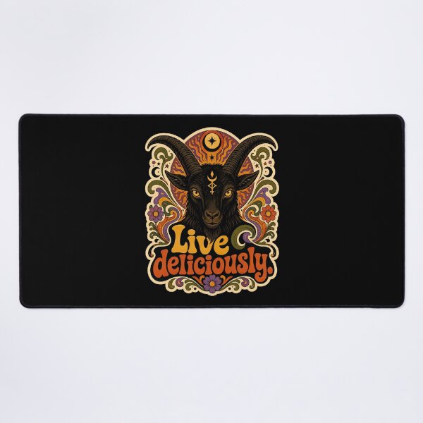 Item preview, Live Deliciously Retro Psychedelic Occult Baphomet Art Print designed and sold by PinUpPizzazz.