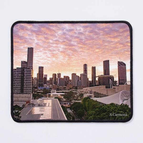 Item preview, Brisbane City Skyline Golden Sunset Cityscape Art designed and sold by AuraInkSC.