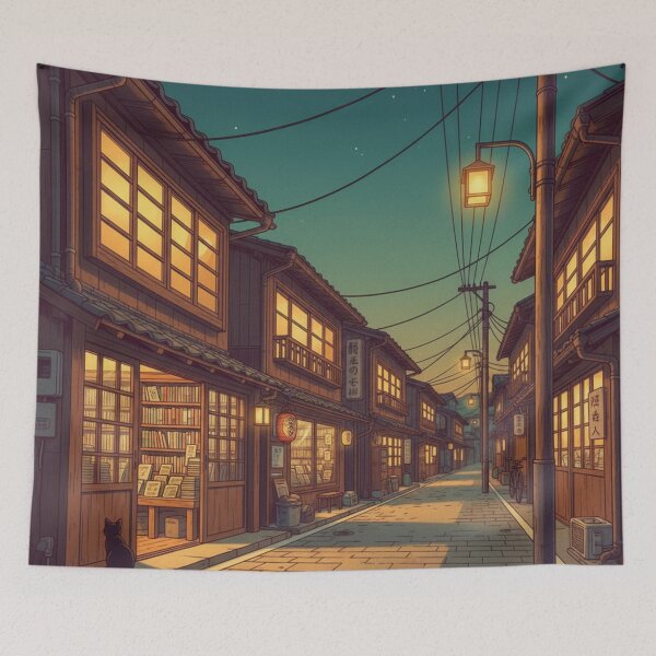 Item preview, Retro Anime Night Bookstore Street designed and sold by ArcadeAura.